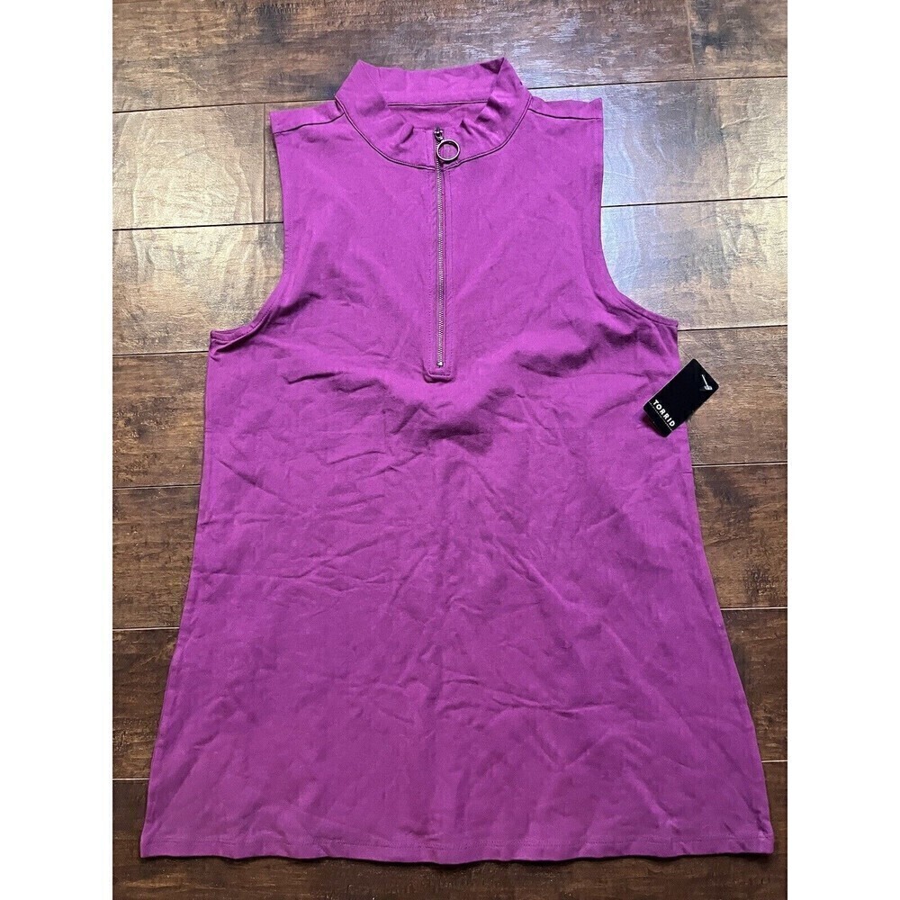 Torrid Womens NWT Purple Fixy Mock Neck O Ring Zip Up Tank 2X
